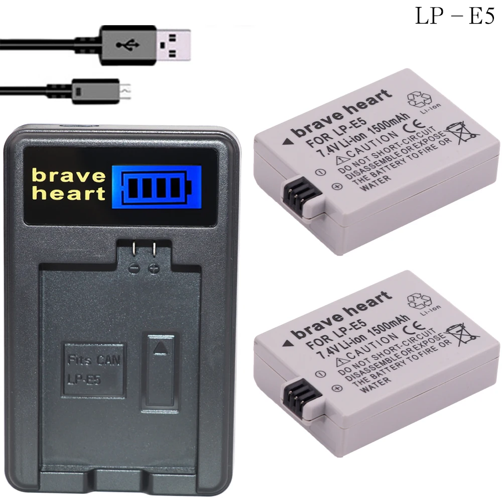 Горячая ЖК-дисплей USB зарядное устройство+ 2x LP-E5 Камера Батарея LP E5 LPE5 Аккумуляторы для Canon EOS 450D 500D 1000D поцелуй X2 X3 F Rebel XS XSi T1i