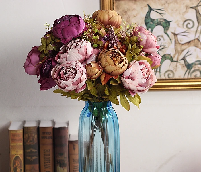 

Elegant Artificial Flowers Peony Wedding Bouquets 2017 for Brides dark purple Bouquets decoration mariage Wedding Accessories