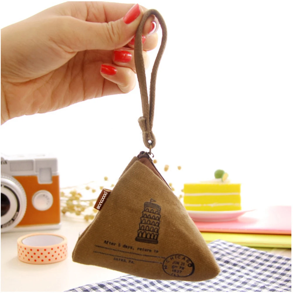 Маленький холщовый мини треугольный кошелек унисекс кошельки клатч сумки для