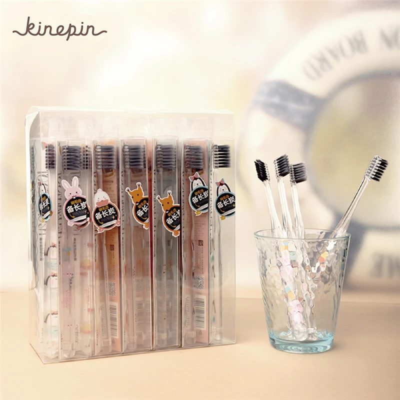 1PC Newest Binchotan Travel Toothbrush Creative Health Portable Cartoon printing Handle Soft Brush Hair Tooth with Holder | Красота и