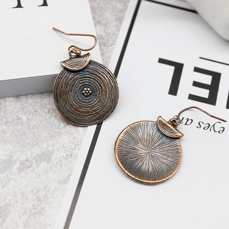 Серьги капельки в стиле бохо с объемным диском и водной рябью серьги уникальным