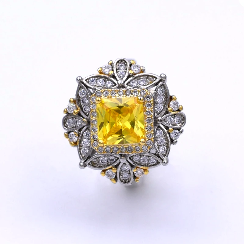 Женское геометрическое вечерние ЦО с квадратным жёлтым кристаллом из