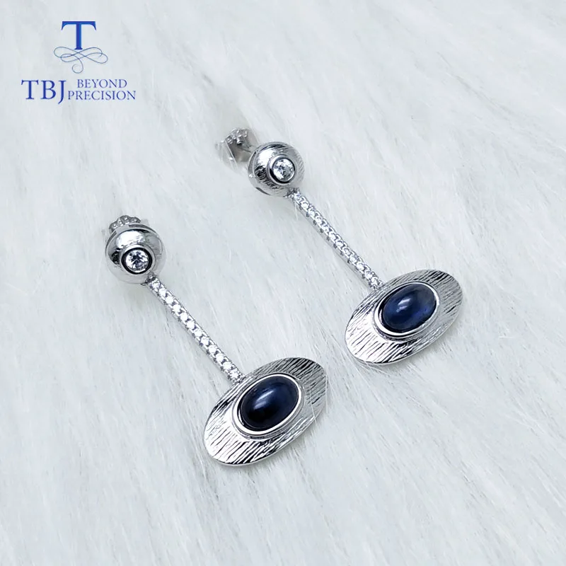TBJ новый дизайн натуральный сапфир серьги в реальном 925 пробы драгоценности из