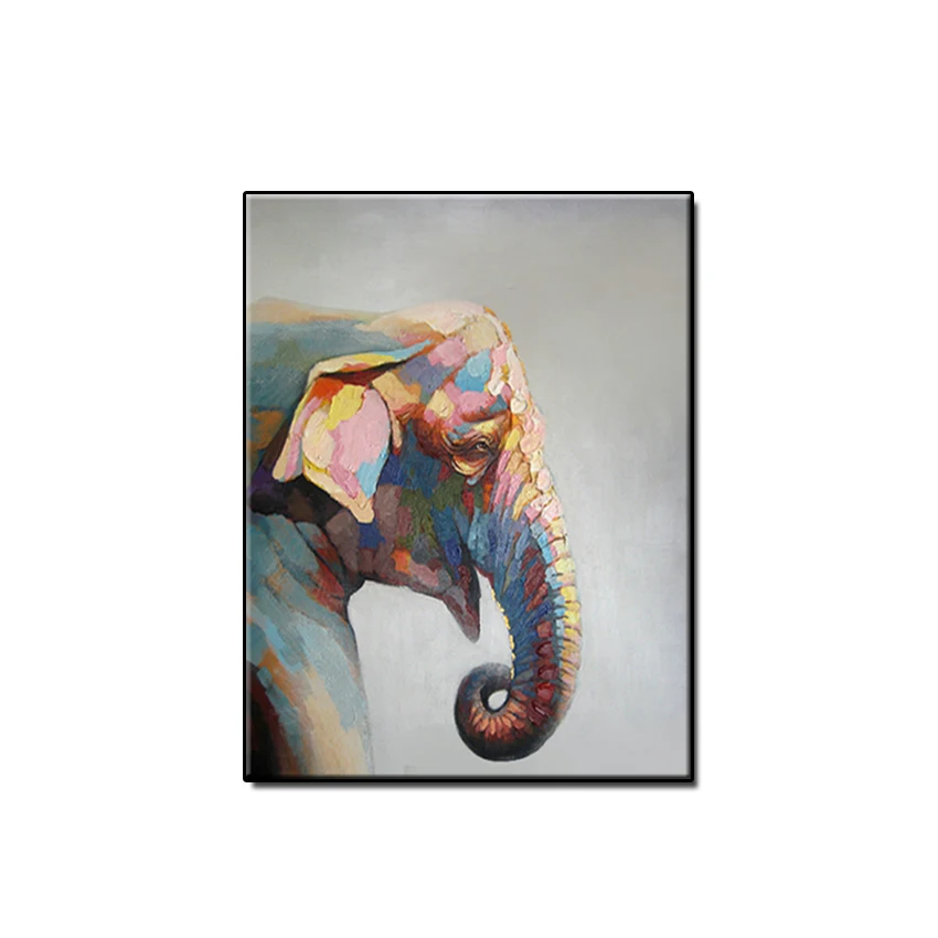 

Free Shipping 100% Handmade Elephant Head Painting New Design Wall Decor Canvas Art Handmade Oil Painting For Room Animal Art