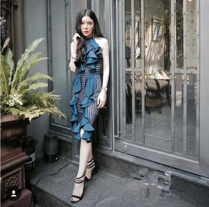 2017 Высокое качество новейшее дизайнерское подиумное Платье женское без рукавов