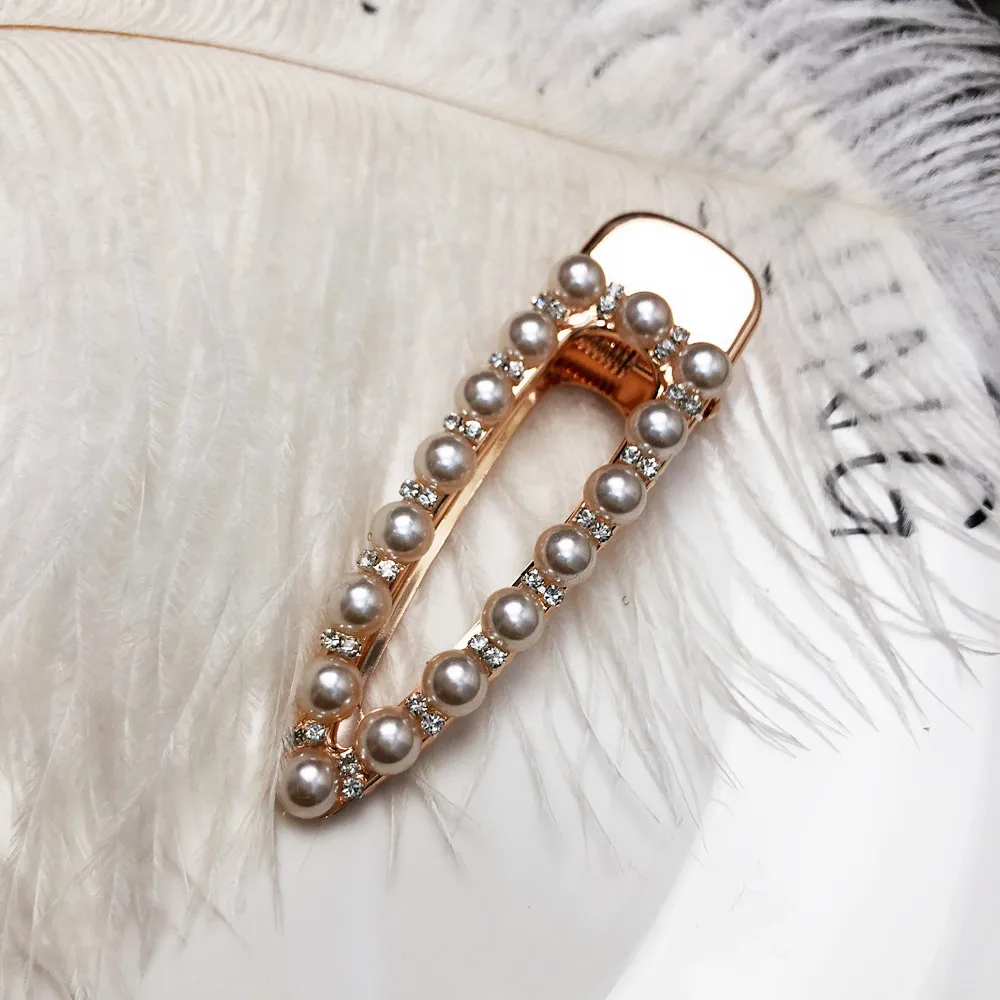 pearl Новинка, женские заколки для волос, треугольные Стразы, свадебные украшения - Окраска металла: pearl