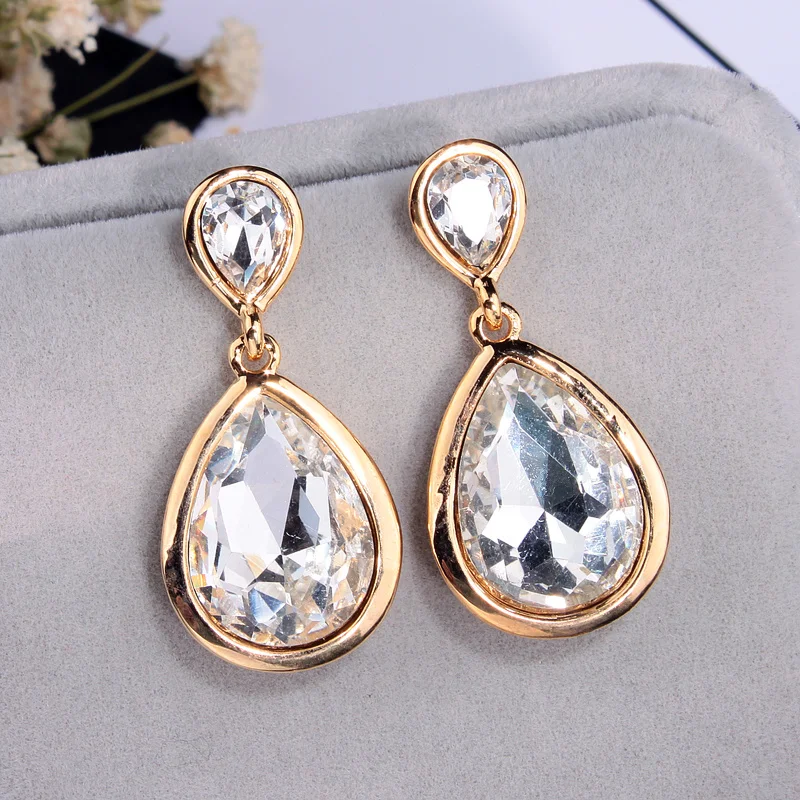 Женские свадебные серьги с кристаллами позолоченные/Посеребренные стразы