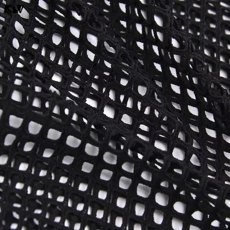 KLV Летняя Сексуальная Прозрачная Футболка с длинными рукавами ажурная бикини