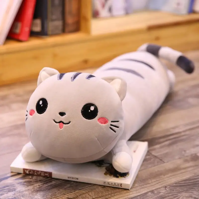 Длинная Подушка для кошки, плюшевая игрушка, мягкая подушка, чучело, кукла для сна, диван, декор для спальни, Kawaii, милые подарки для детей