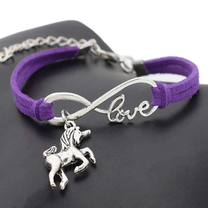 Браслеты с подвесками в стиле панк единорог лошадь плетеные веревочные браслеты