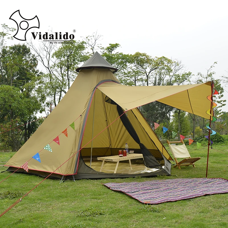 

Ulterlarge Ultralight Aluminum Poles 3-4 Person Waterproof Teepee Tent Large Gazebo Barraca Namiot Carpas De Camping