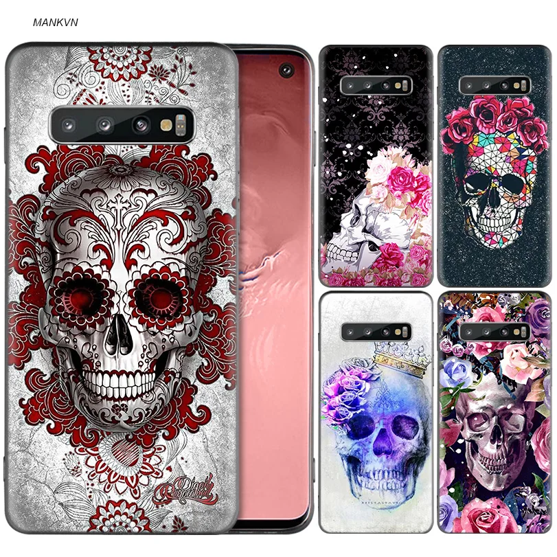 С изображением цветочного сахарного черепа силиконовый чехол для samsung Galaxy S8 S9 S10 плюс S10e A50 A30 M30 A40 A20 A10 M20 M10 S7 края крышки