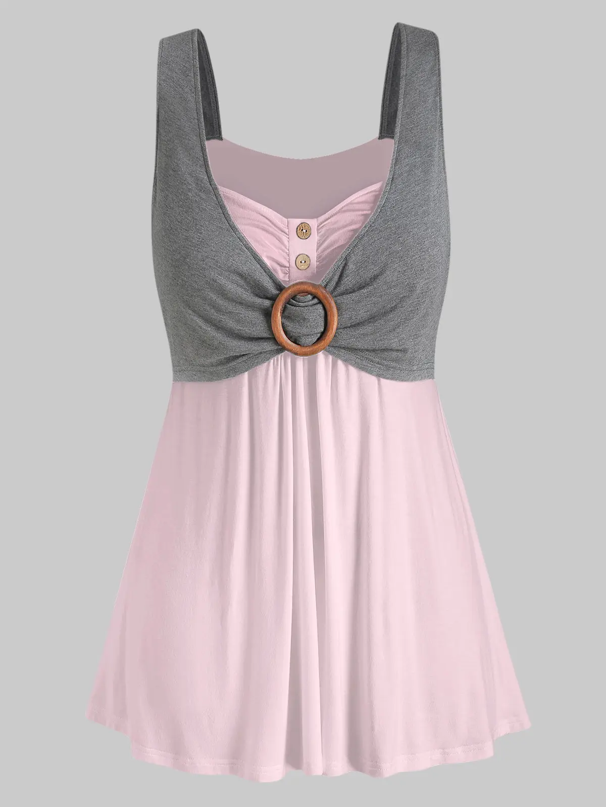 Женский топ без рукавов ROSEGAL размера плюс на пуговицах с двумя тонами