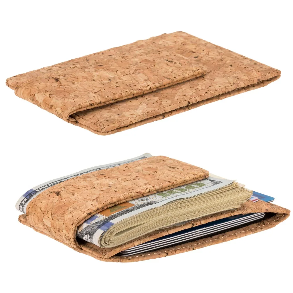 Money Clip Front Pocket Wallet Leather RFID Blocking Strong Magnet thin Red Wine Cork Fabric | Багаж и сумки