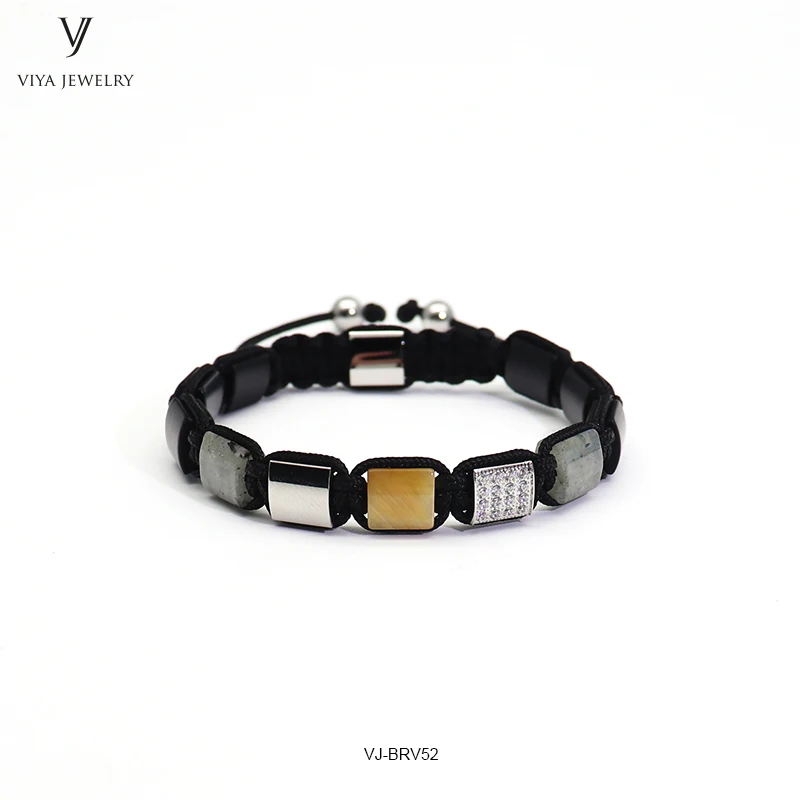 Очаровательный плетеный браслет макраме для мужчин и женщин с квадратными