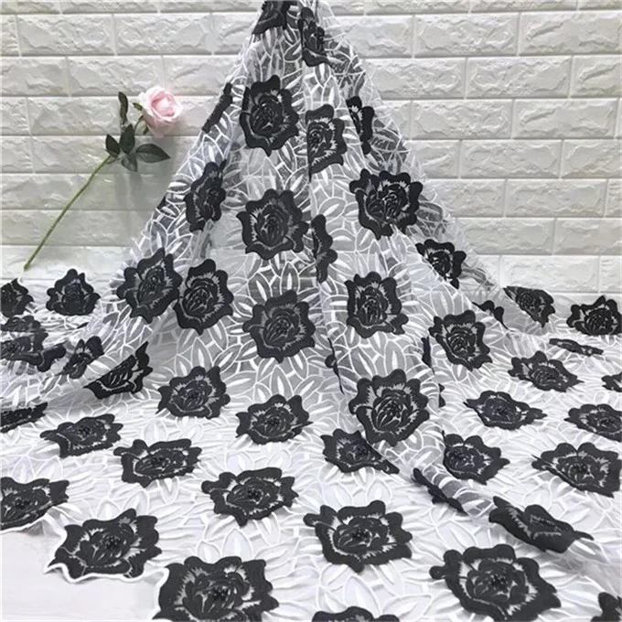 Белый Розовый Горячая Распродажа Африканский французский Тюль кружевная ткань