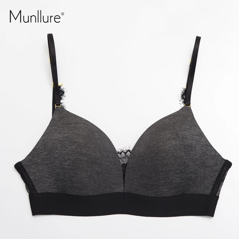 Munllure 2017 Sexy Глубокий v образным вырезом Кружево бюстгальтер Мягкий Хлопок Удобная