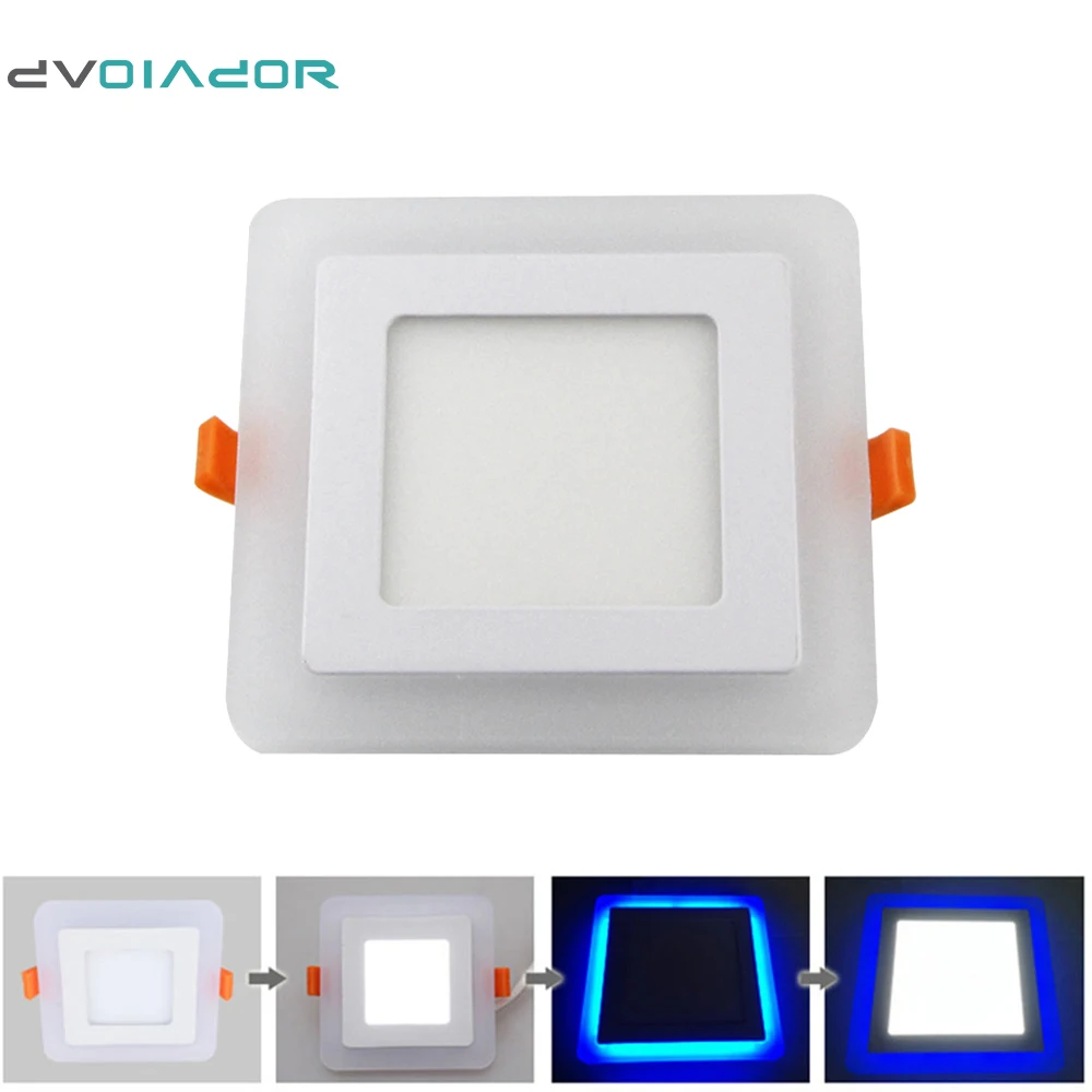 DVOLADOR Square Double Color LED Panel Light 6W 9W 16W AC110V-220V led Ceiling Recessed Downlight for home Decoration light | Лампы и