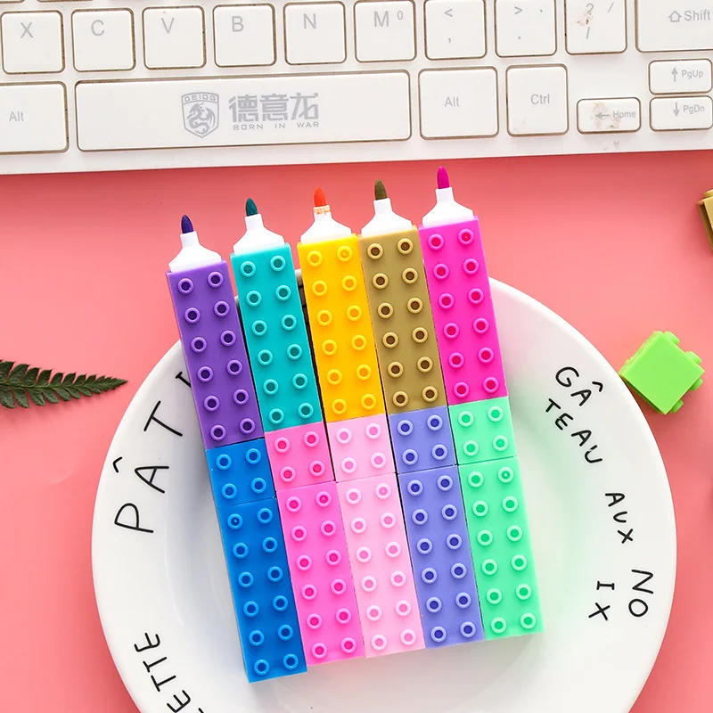 36 шт. в коробке Прекрасный лего игрушка форме конфеты цветной маркер ручки для