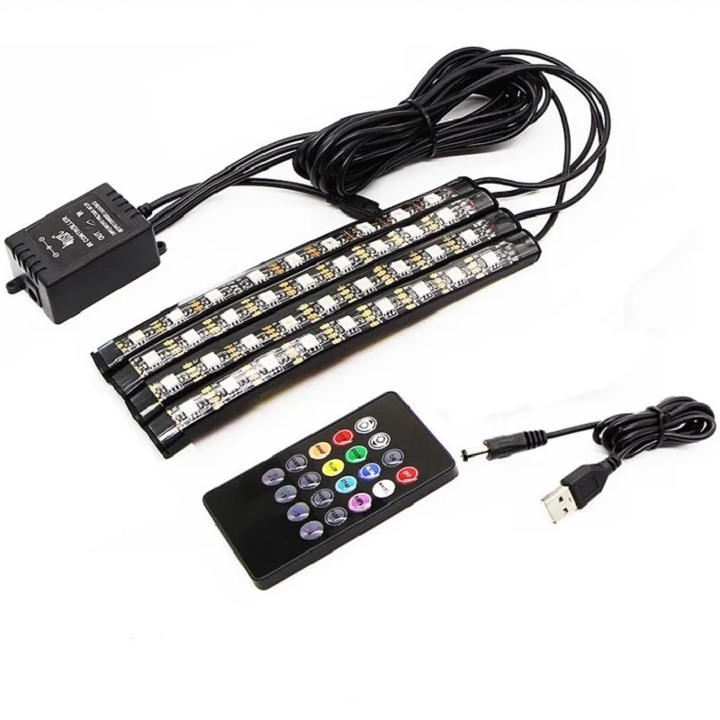 Автомобильная атмосферная лампа с дистанционным управлением RGB светодиодная