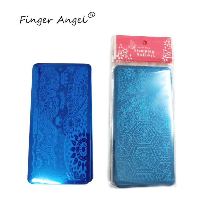 Finger Angel 1 шт. пластины для штамповки ногтей 6*12 см штамп изображения пластины прекрасная Корона бабочки узоры ногти маникюрный шаблон инструмент