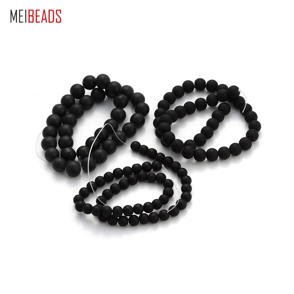 MEIBEADS гладкий черный круглый тусклый полированный матовый бисер рыхлый