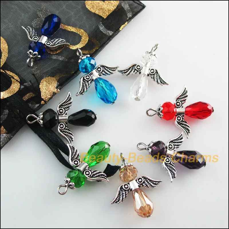 Новые 8 шт смешанные цвета с украшением в виде кристаллов крыльями ангела