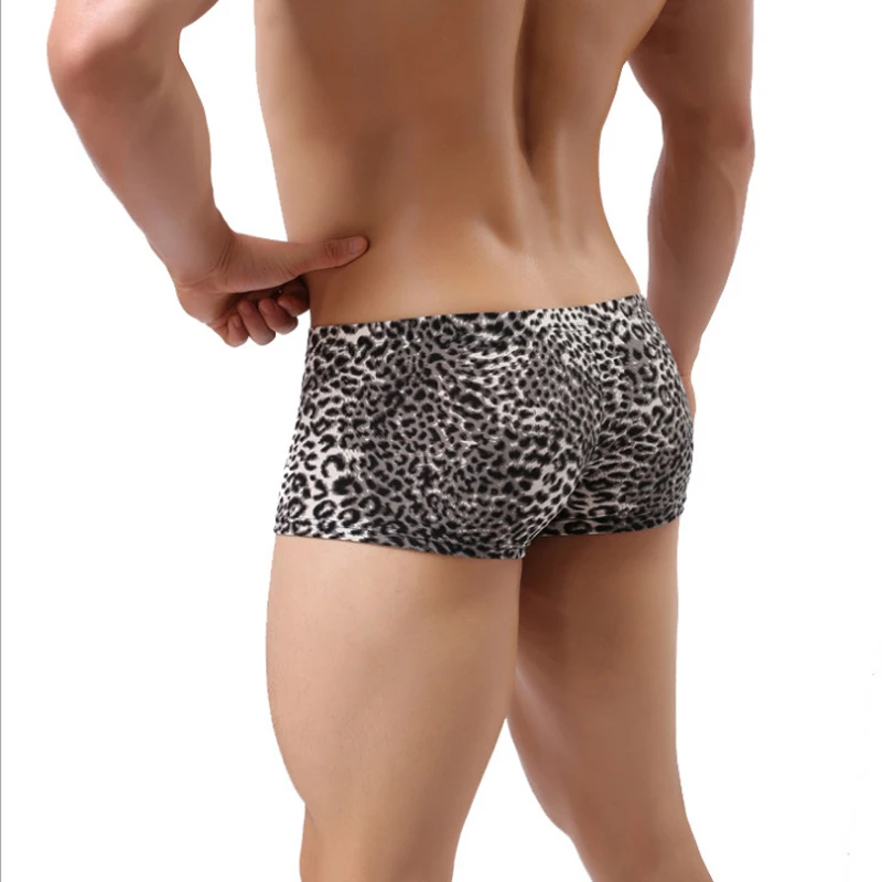Мужские Бесшовные дышащие нейлоновые боксеры нижнее белье с леопардовым принтом