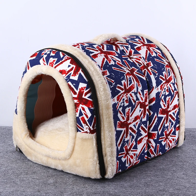 

3 Size Portable Pet Dog Cat House Foldable Warm Cozy Pet House Plush Cloth Cute Kennel For Universal Pet Bed Sofa