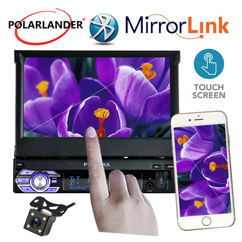 $57.99 steering wheel control Car Radio MP5 Player FM USB TF 1 Din remote control 12V stereo 7 inch car radio Aux touch screen