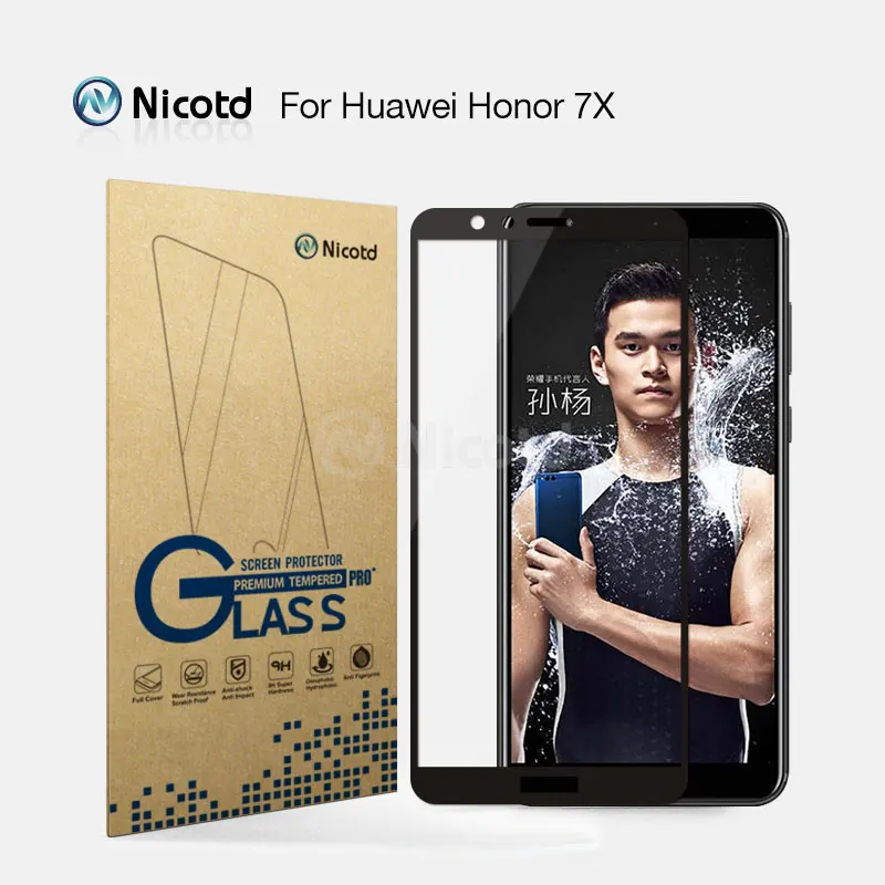 2 шт./лот никотд 2.5D полное покрытие закаленное стекло для Huawei Honor 7x мобильный