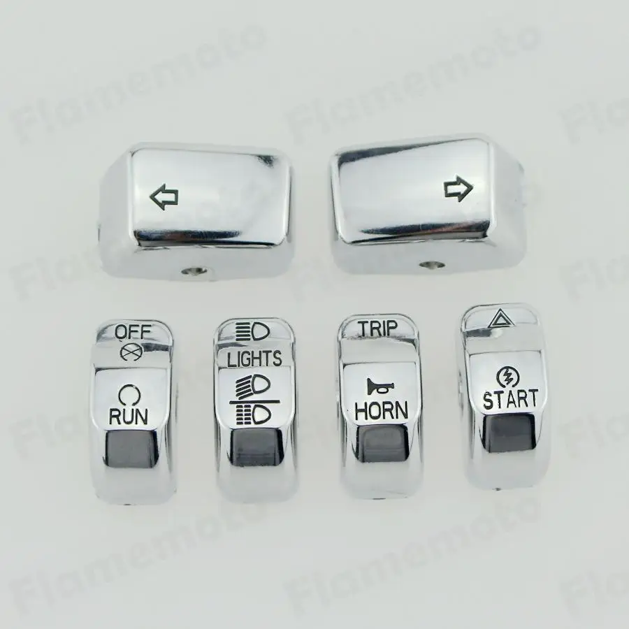 

UNDEFINED Motorcycle 6 PCS Chrome Control Switch Button Cap Kit For 2014-later XL 2012-later Dyna 2011-2015 Softail Models