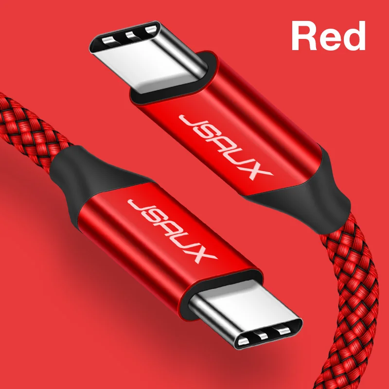 Red JSAUX 60 Вт USB C к usb type-C кабель PD QC 2,0/3,0 кабель для быстрой зарядки для Macbook samsung Google Pixel - Цвет: Red