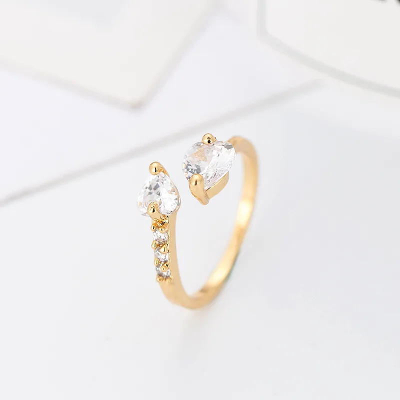 

HIP Hop 1Pc Love opening ring Copper inlaid zircon gold and silver Bling For Women Jewelry Dropshiping Adjustable ring