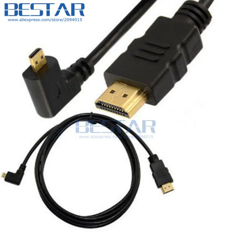 (100 шт./лот) 1 8 м правый 90 градусов Micro HDMI к D Type Кабель Micro-HDMI кабели 6 футов |
