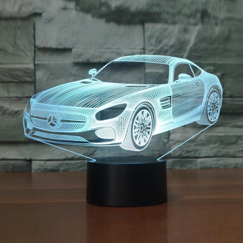 3D светодиодный ночник в форме автомобиля, креативный 7 цветов, меняющий визуальный свет, настольная лампа, спальное освещение, домашний декор, подарки