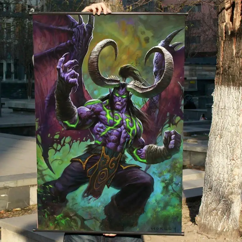 HD игра WOW:Illidan Stormrage настенные рулоны для фильмов постер бара кафе баннеры