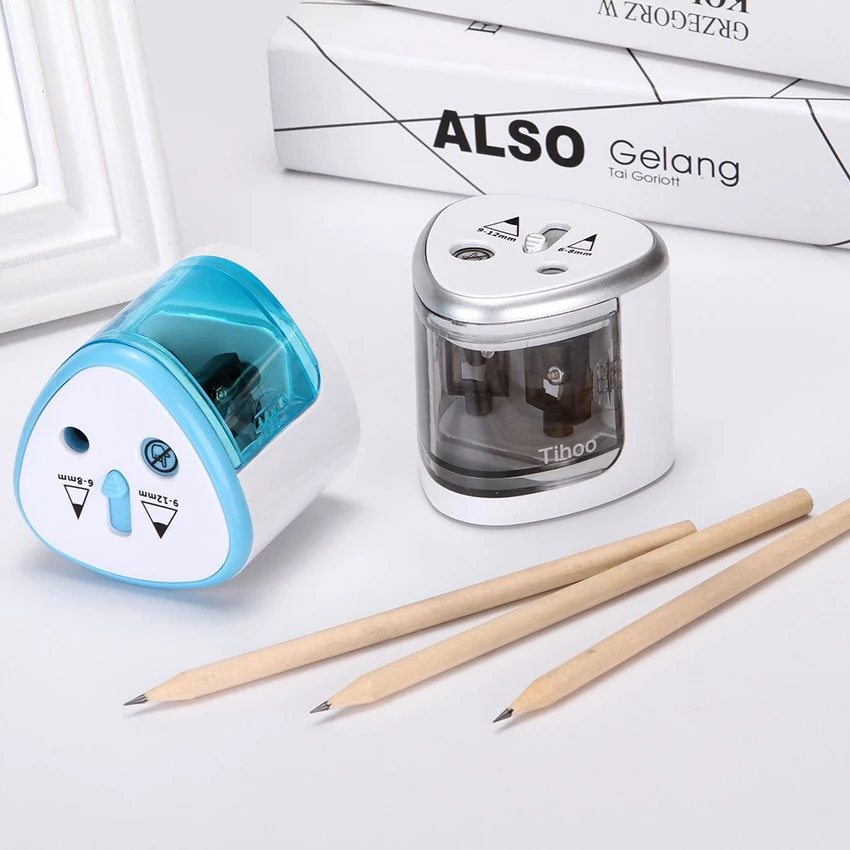 

Double Holes Automatic Electric Pencil Sharpener for Painting/ Woodworking Pencil Plastic Sharpener for Home/School/Office