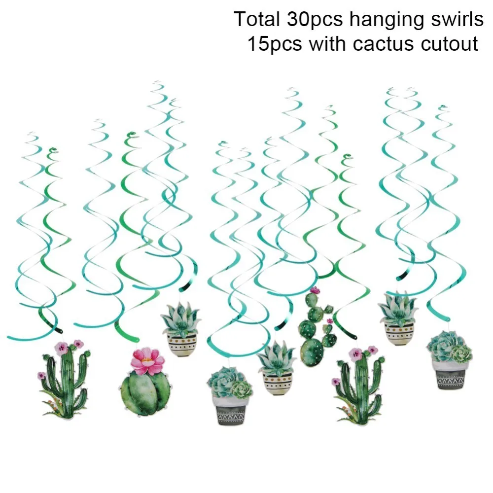 Hanging Swirls 30 шт. летние украшения в гавайском стиле Вечерние декор висит завитки с рисунком кактуса для Гаваи пляж Луау День рождения расходные материалы - Цвет: Hanging Swirls