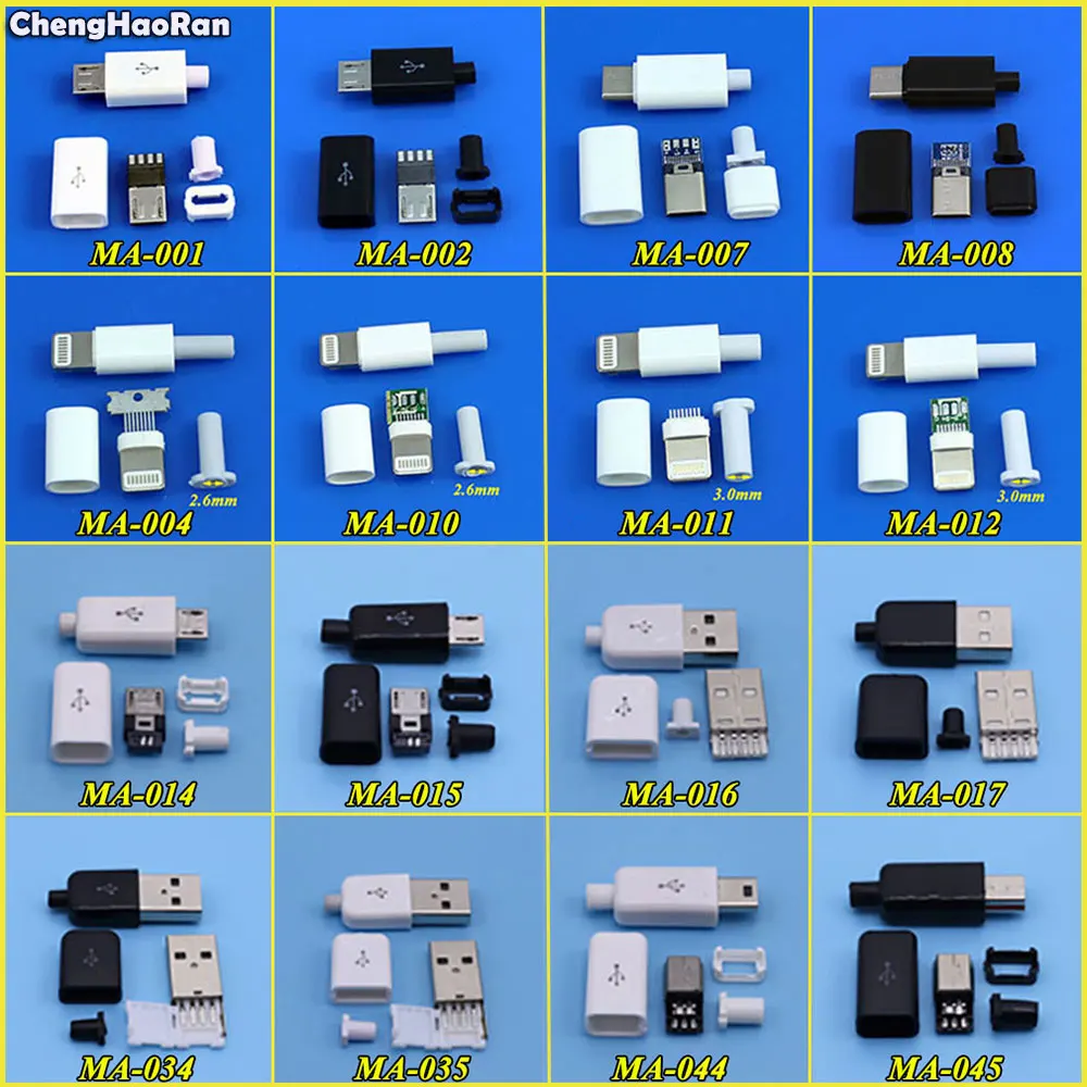 ChengHaoRan DIY Micro USB Type C сварочный Тип папа 5 контактный разъем с пластиковой крышкой