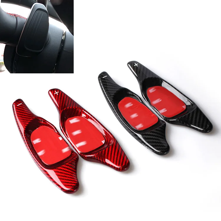 Red &amp black Carbon Fiber Steering Wheel Paddle Extension Shifter Cover Trim For Audi A5 S3 S5 S6 SQ5 RS3 RS6 RS7 2015 2016 2017 |