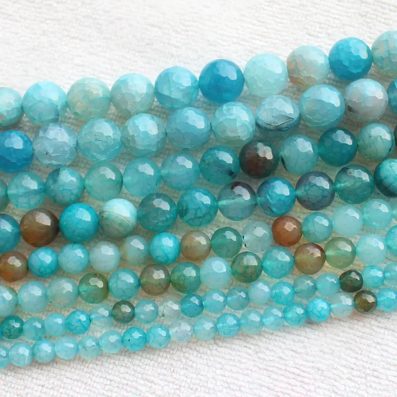 Граненые синие Агаты с трещинами 6 12 мм бусины россыпью 15 дюймов для изготовления