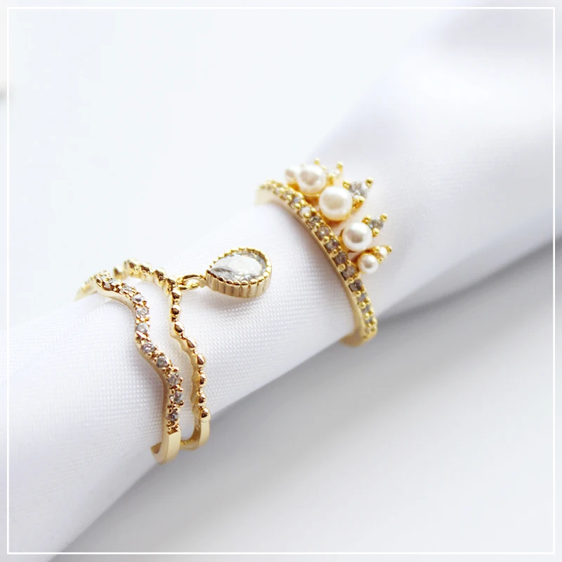 Мода 2020 Модный Блестящий Изысканный Фианит золотой цвет капли воды свадебное