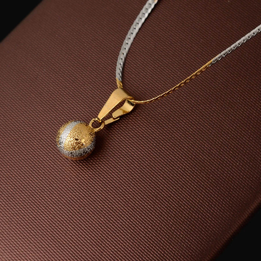 Два Цвета Круглый Шар Ожерелье цепи Серьги Ювелирные Изделия Золото Серебро Цвет