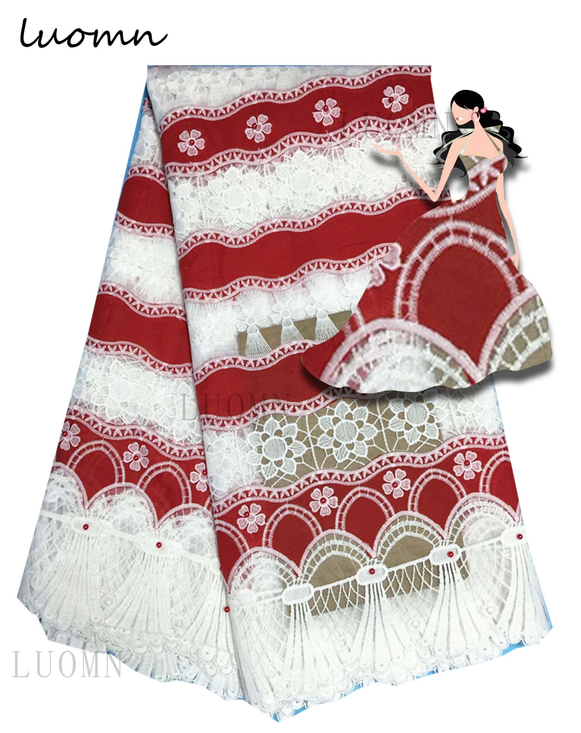 Высокое качество оранжевый Нигерии Вышивка чистая Кружево африканский тюль