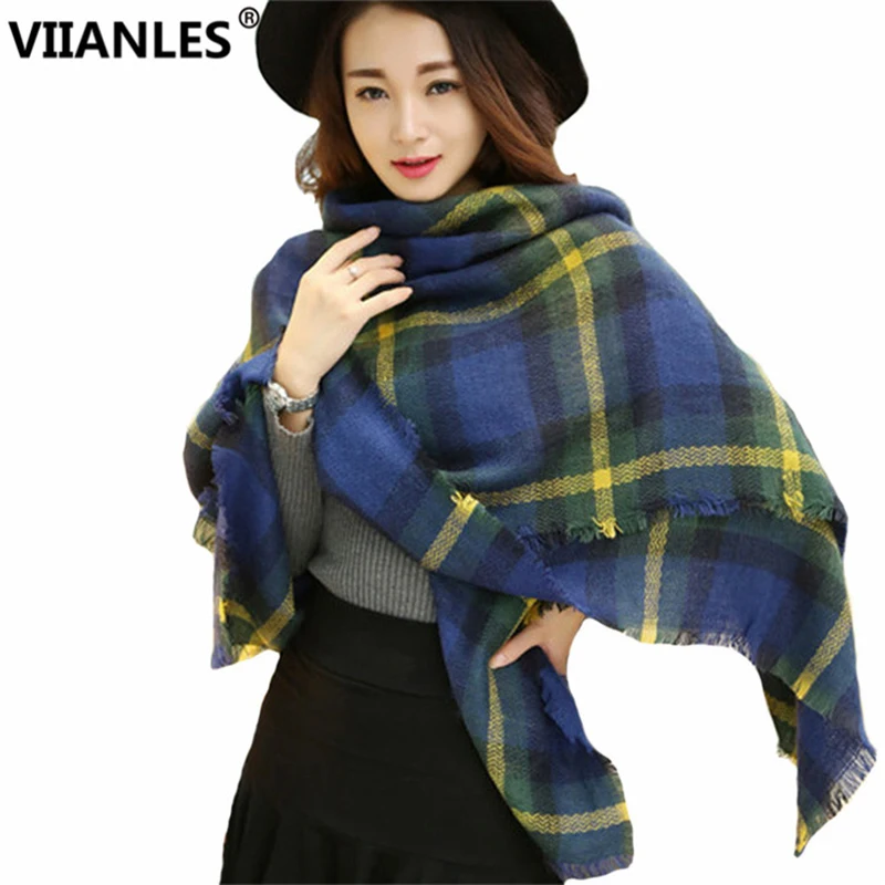 VIIANLES Mujer шарфы роскошный шарф теплый кашемировый женский оверсайз одеяло