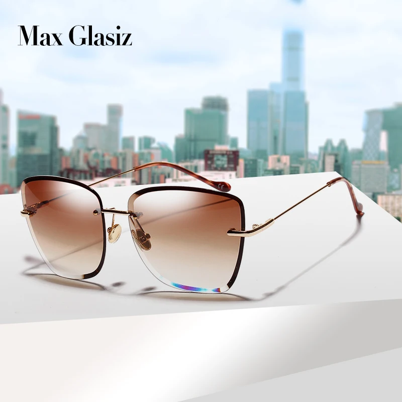 Женские солнцезащитные очки Max Glasiz высококачественные без оправы с