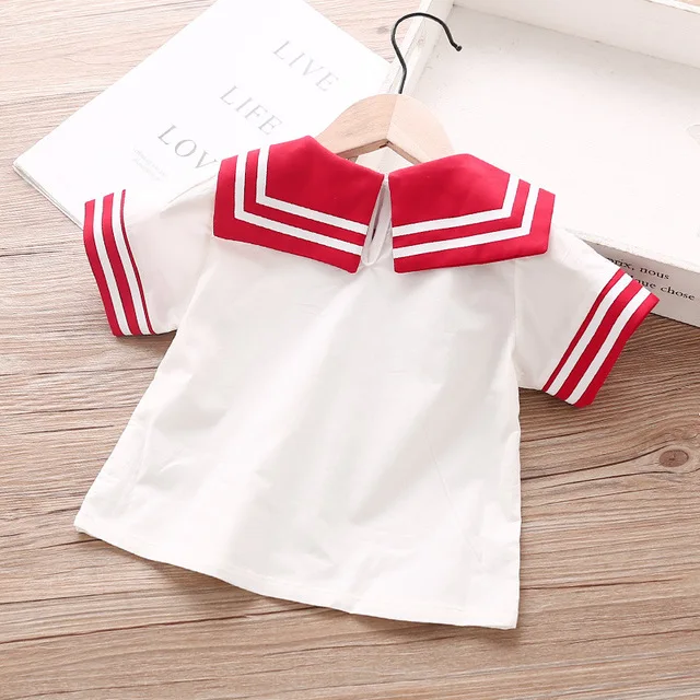 Детская одежда комплект одежды для девочек летний хлопковый костюм с матросским