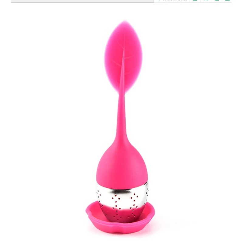 Pink 1 шт. Силиконовое чайное ситечко фильтр для чая для повторного использования 6 Цвета Сладкий Лист с поддон Новинка Сито-заварник травяной сито для приправ принадлежность для чая - Color: Pink