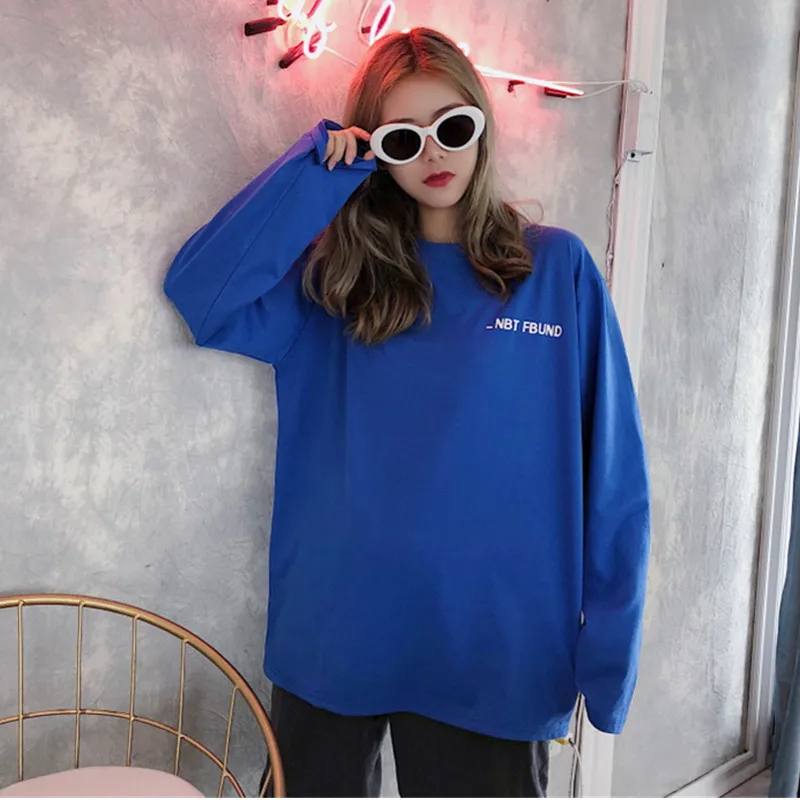 Осенняя Женская Повседневная футболка в Корейском стиле Ulzzang Harajuku одежда с